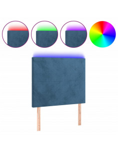 Testiera a LED Blu scuro 80x5x118/128 cm in Velluto 2