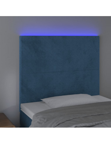 Testiera a LED Blu scuro 80x5x118/128 cm in Velluto