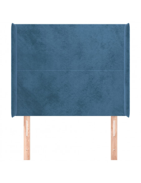 Testiera ad Orecchio Blu Scuro 83x16x118/128 cm in Velluto