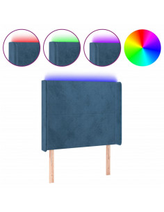 Testiera a LED Blu Scuro 83x16x118/128 cm in Velluto 2