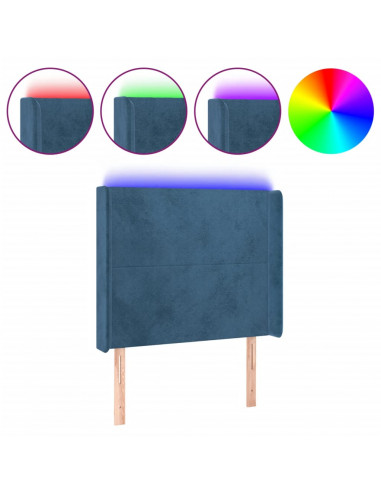 Testiera a LED Blu Scuro 83x16x118/128 cm in Velluto