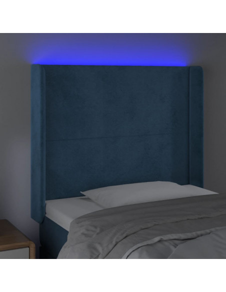Testiera a LED Blu Scuro 83x16x118/128 cm in Velluto
