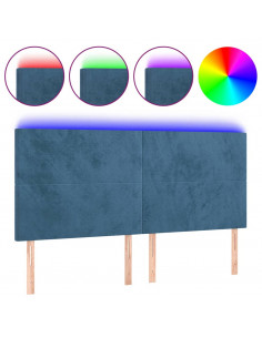 Testiera a LED Blu Scuro 160x5x118/128 cm in Velluto 2