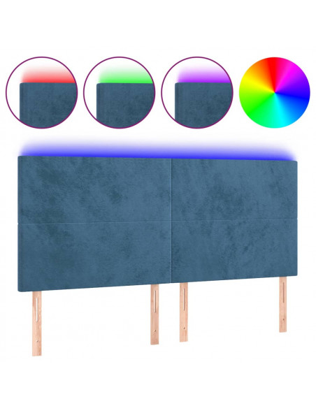 Testiera a LED Blu Scuro 160x5x118/128 cm in Velluto