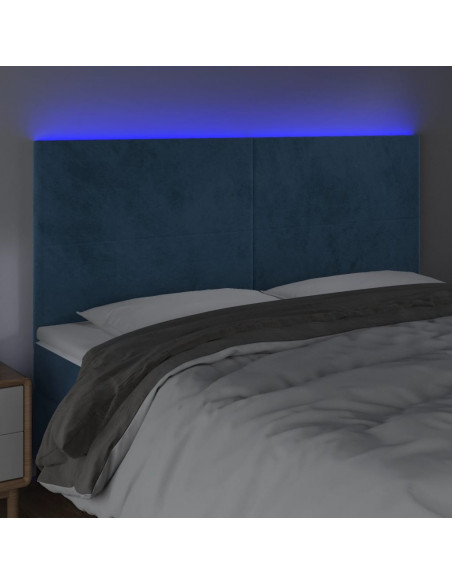 Testiera a LED Blu Scuro 160x5x118/128 cm in Velluto