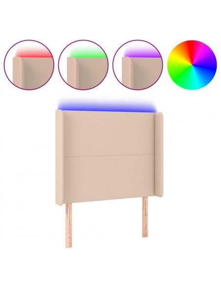 Testiera a LED Cappuccino 83x16x118/128 cm in Similpelle