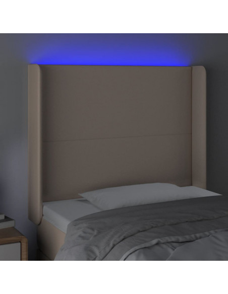 Testiera a LED Cappuccino 83x16x118/128 cm in Similpelle