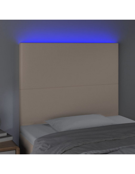 Testiera a LED Cappuccino 80x5x118/128 cm in Similpelle