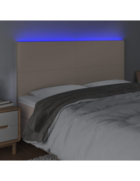 Testiera a LED Cappuccino 180x5x118/128 cm in Similpelle