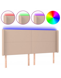 Testiera a LED Cappuccino 183x16x118/128 cm in Similpelle 2