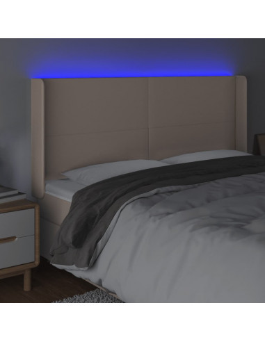 Testiera a LED Cappuccino 183x16x118/128 cm in Similpelle