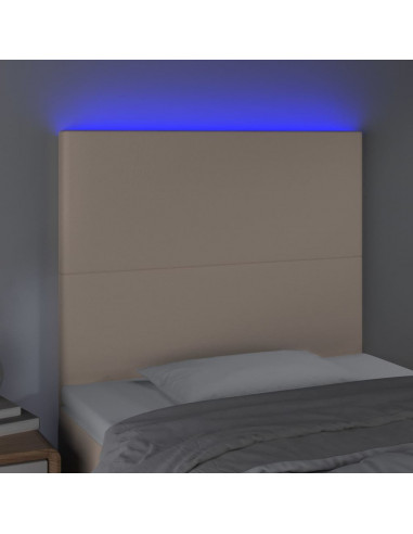 Testiera a LED Cappuccino 90x5x118/128 cm in Similpelle