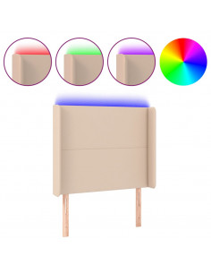 Testiera a LED Cappuccino 93x16x118/128 cm in Similpelle 2