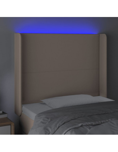 Testiera a LED Cappuccino 93x16x118/128 cm in Similpelle