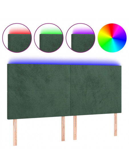 Testiera a LED Verde Scuro 180x5x118/128cm in Velluto