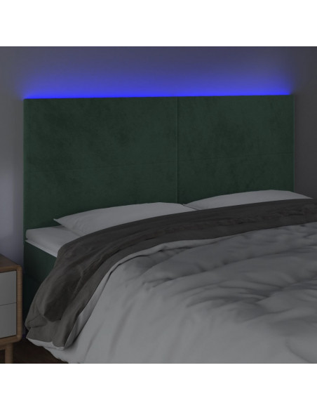 Testiera a LED Verde Scuro 180x5x118/128cm in Velluto