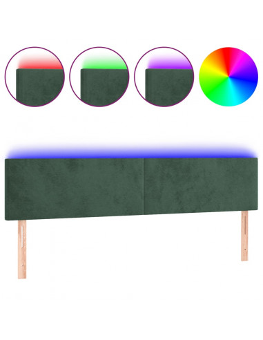 Testiera a LED Verde Scuro 180x5x78/88 cm in Velluto