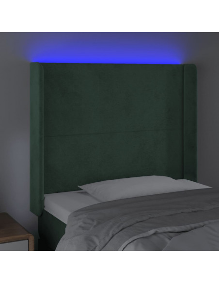 Testiera a LED Verde Scuro 93x16x118/128 cm in Velluto