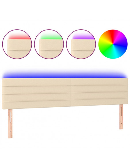 Testiera a LED Crema 160x5x78/88 cm in Tessuto