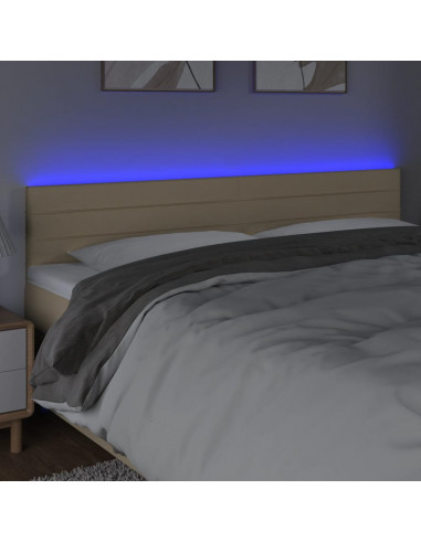 Testiera a LED Crema 160x5x78/88 cm in Tessuto