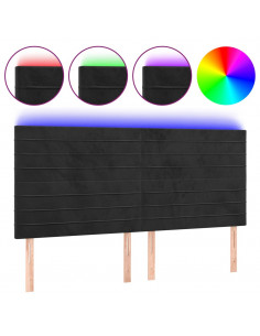 Testiera a LED Nera 160x5x118/128 cm in Velluto 2