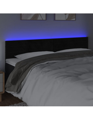 Testiera a LED Nera 160x5x78/88 cm in Velluto