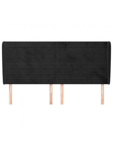 Testiera ad Orecchio Nera 163x23x118/128 cm in Velluto