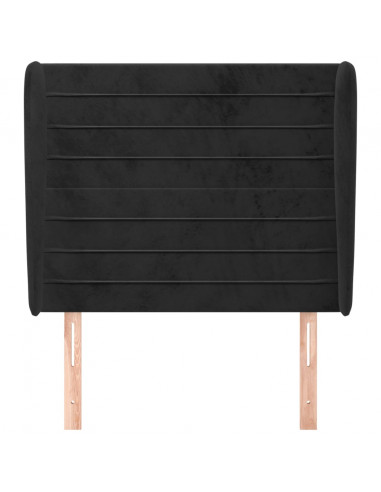 Testiera ad Orecchio Nera 83x23x118/128 cm in Velluto