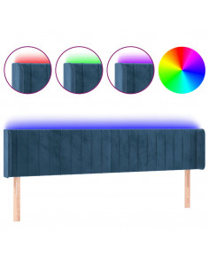 Testiera a LED Blu Scuro 183x16x78/88 cm in Velluto 2