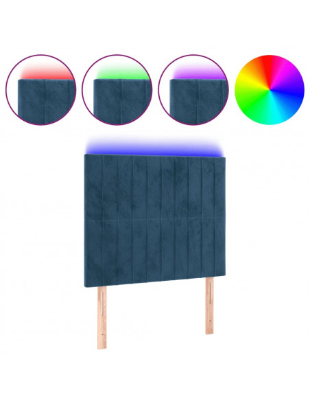 Testiera a LED Blu Scuro 90x5x118/128 cm in Velluto