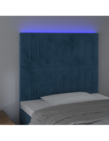 Testiera a LED Blu Scuro 90x5x118/128 cm in Velluto