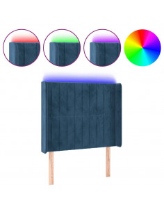 Testiera a LED Blu Scuro 93x16x118/128 cm in Velluto 2