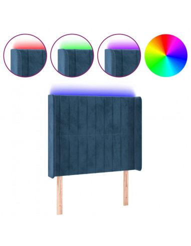 Testiera a LED Blu Scuro 93x16x118/128 cm in Velluto