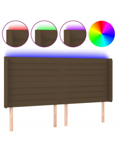 Testiera a LED Marrone Scuro 163x16x118/128 cm in Tessuto 2