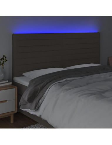 Testiera a LED Tortora 160x5x118/128 cm in Tessuto