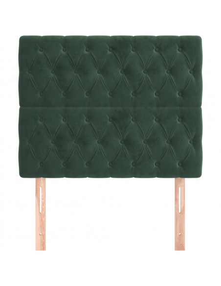 Testiera 2 pz Verde scuro 100x7x78/88 cm in Velluto