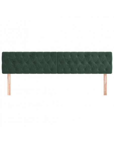 Testiera 2 pz Verde scuro 100x7x78/88 cm in Velluto