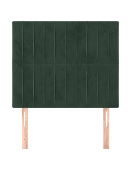 Testiera 2 pz Verde scuro 90x5x78/88 cm in Velluto