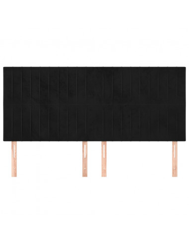 Testiera 4 pz Nera 80x5x78/88 cm in Velluto