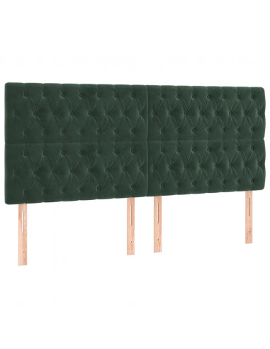 Testiera 4 pz Verde scuro 100x7x78/88 cm in Velluto