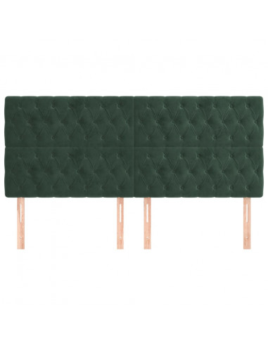 Testiera 4 pz Verde scuro 100x7x78/88 cm in Velluto