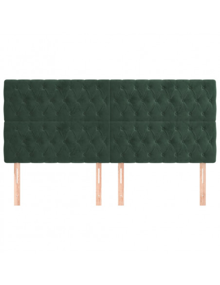 Testiera 4 pz Verde scuro 100x7x78/88 cm in Velluto