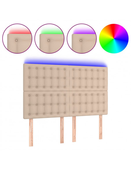Testiera a LED cappuccino 144x5x118/128 cm in Similpelle