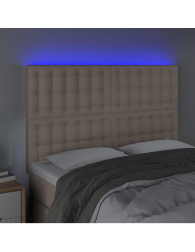 Testiera a LED cappuccino 144x5x118/128 cm in Similpelle