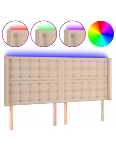 Testiera a LED Cappuccino 147x16x118/128 cm in Similpelle 2