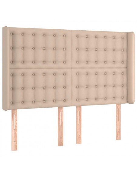 Testiera a LED Cappuccino 147x16x118/128 cm in Similpelle