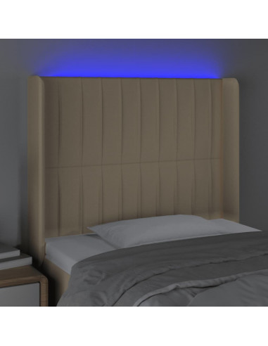 Testiera a LED Crema 83x16x118/128 cm in Tessuto