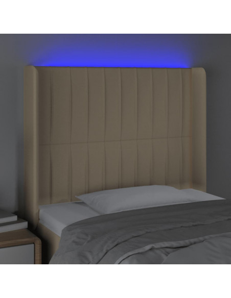 Testiera a LED crema 93x16x118/128 cm in Tessuto