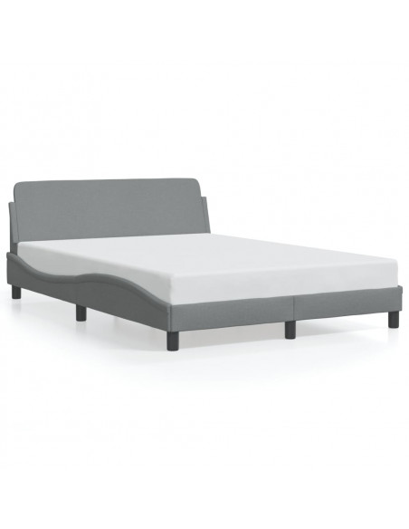 Giroletto con Testiera Grigio Chiaro 140x190 cm in Tessuto