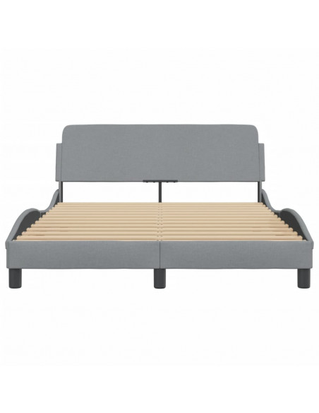 Giroletto con Testiera Grigio Chiaro 140x190 cm in Tessuto